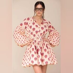 🔥Avec Les Filles Cotton Mixed-Print Floral Print Dress